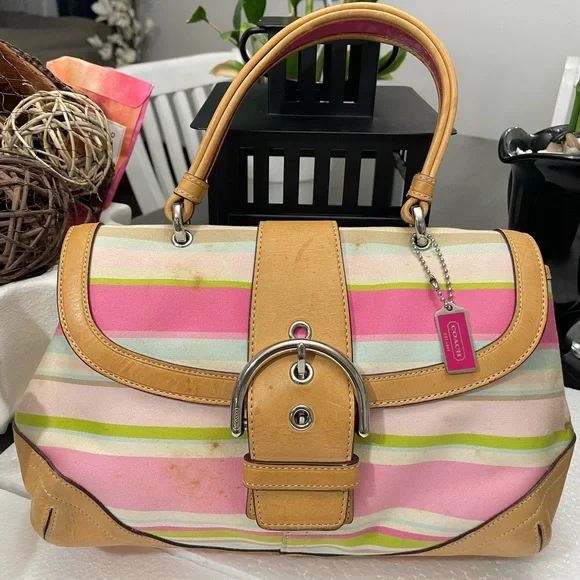 Coach | Bags | Vintage Coach 4438 Soho Twill Striped Top Handle 